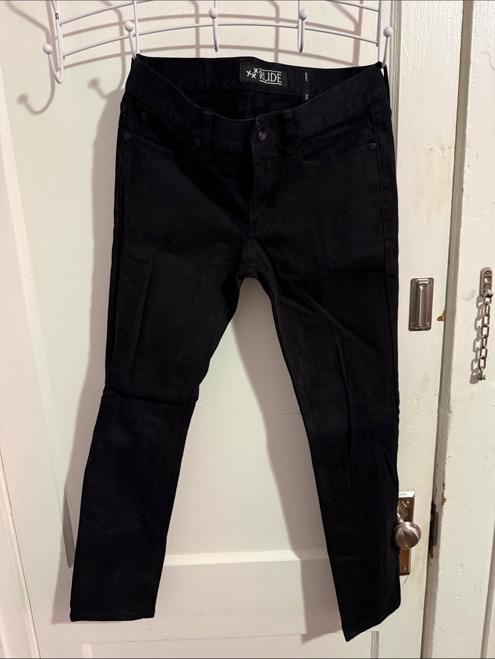 RUDE Jet Black Skinny Fit Jeans